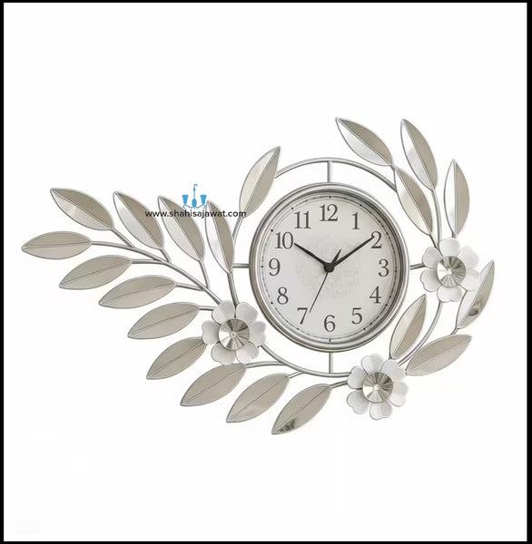 Blooming Minimalistic Silver Contemporary Handcrafted Quartz Metal (Iron) Wall Clock With Single Face Form And Needle Display, available exclusively on Shahi Sajawat India. Best trendy home decor, office decor, restaurant decor, living room, kitchen and bathroom decor ideas of 2026.