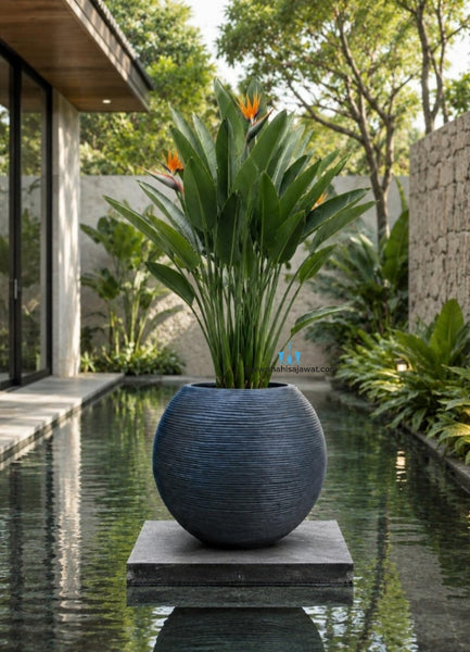 Magnificent Ribbed Globe FRP Planter