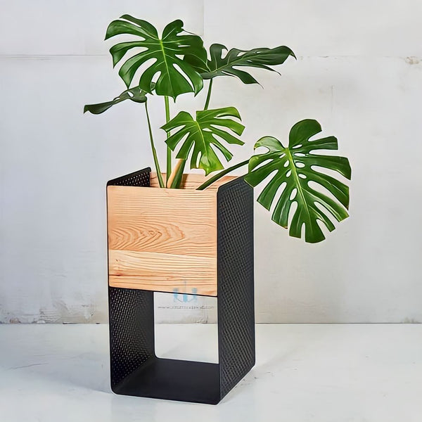 Black/Natural Wood And Metal Nordic Handcrafted Floor Indoor Box Planter Available Exclusively On Shahi Sajawat India, the world of home decor products. Best trendy home decor, office decor, restaurant decor living room, kitchen and bathroom decor ideas of 2024.