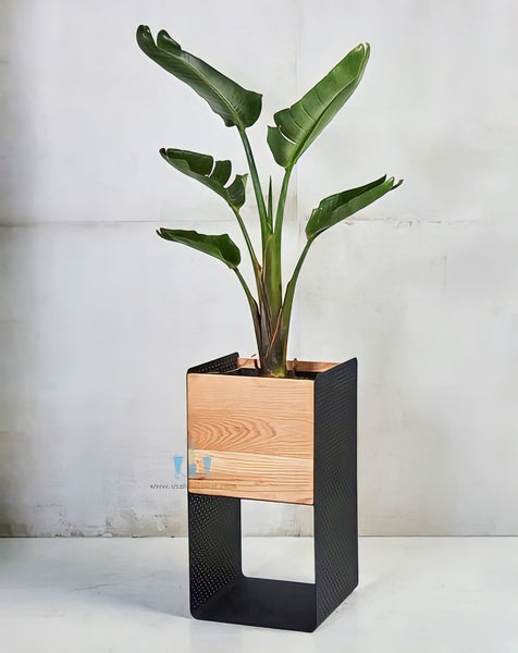 Black/Natural Wood And Metal Nordic Handcrafted Floor Indoor Box Planter Available Exclusively On Shahi Sajawat India, the world of home decor products. Best trendy home decor, office decor, restaurant decor living room, kitchen and bathroom decor ideas of 2024.