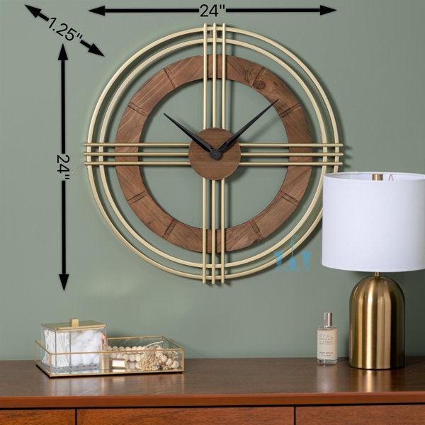 Dashing Contemporary Metal And Wood Wall clock
