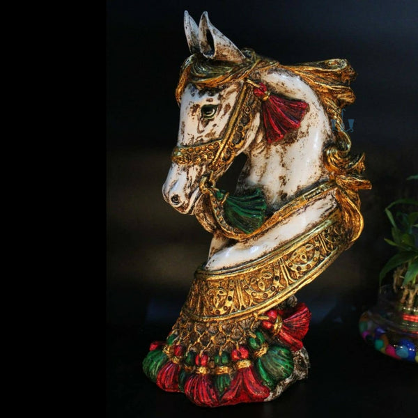 Regal White Horse Bust