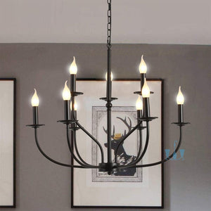 Black Vintage Metal Handcrafted Chandeliers With 9 Candelabra Lights, AC Power Source And Base Type Of 2G11, available exclusively on Shahi Sajawat India, the world of home decor products.Best trendy home decor, living room, bedroom, kitchen, office, restaurant and bathroom decor ideas of 2023.