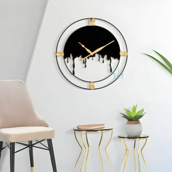 Dripping Black Contemporary Abstract Handcrafted Quartz Metal (Iron) Wall Clock With Single Face Form And Needle Display, available exclusively on Shahi Sajawat India, the world of home decor products.Best trendy home decor, office decor, restaurant decor, living room, kitchen and bathroom decor ideas of 2023.