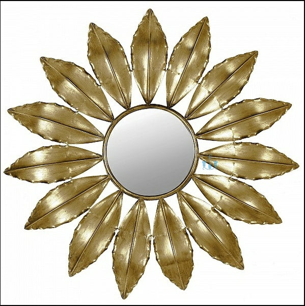 Large Gold Handcrafted Sunflower Contemporary Metal (Iron) Wall Mirror, Comes Ready To Hang, Available exclusively on Shahi Sajawat India, the world of home decor products.Best trendy home decor, office decor, restaurant decor, living room, kitchen and bathroom decor ideas of 2023.