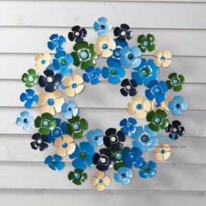 Blue/Yellow Colorful Floral Handcrafted Metal Wreaths (Wall Decor) Available Exclusively At Shahi Sajawat India,the world of home decor products.Best trendy home decor, office decor, restaurant decor, living room, kitchen and bathroom decor ideas of 2023.