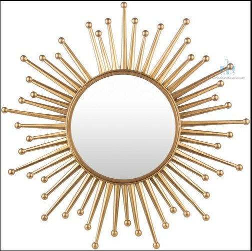 Large Gold Handcrafted Sunburst Contemporary Metal (Iron) Wall Mirror, Comes Ready To Hang, Available exclusively on Shahi Sajawat India, the world of home decor products.Best trendy home decor, office decor, restaurant decor, living room, kitchen and bathroom decor ideas of 2024.