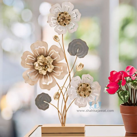 Multicolour Floral Metal Table Top Handcrafted Sculpture (Figurine), Available exclusively on Shahi Sajawat India, the world of home decor products. Best trendy home decor, office decor, living room,table decor, kitchen and bathroom decor ideas of 2024.