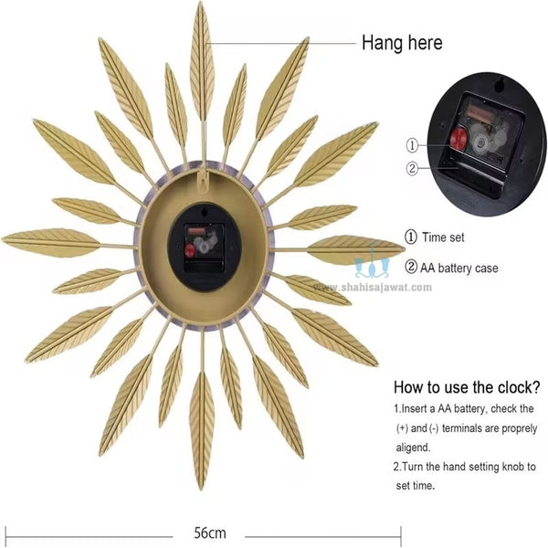 Gold, Blue And White Mid-Century Modern Handcrafted Quartz Metal (Iron) Wall Clock With Single Face Form And Needle Display, available exclusively on Shahi Sajawat India, the world of home decor products.Best trendy home decor, office decor, restaurant decor, living room, kitchen and bathroom decor ideas of 2025.