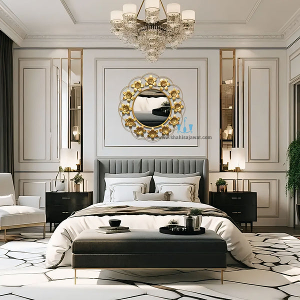 Blooming Gold Florets Wall Mirror