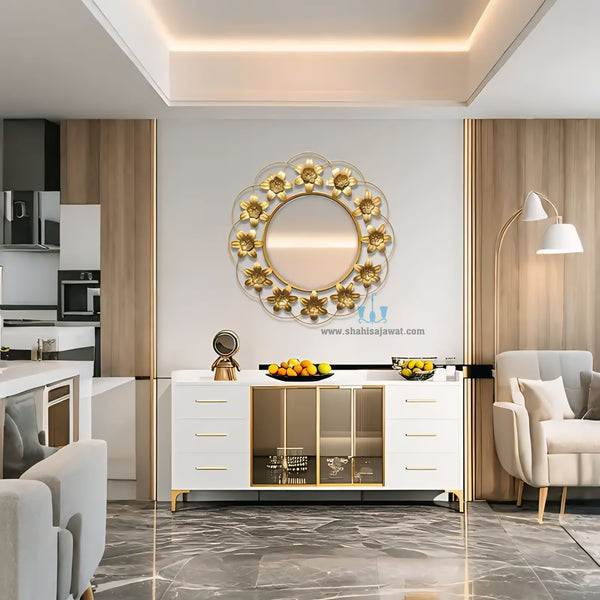 Blooming Gold Florets Wall Mirror