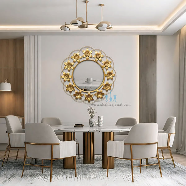 Blooming Gold Florets Wall Mirror