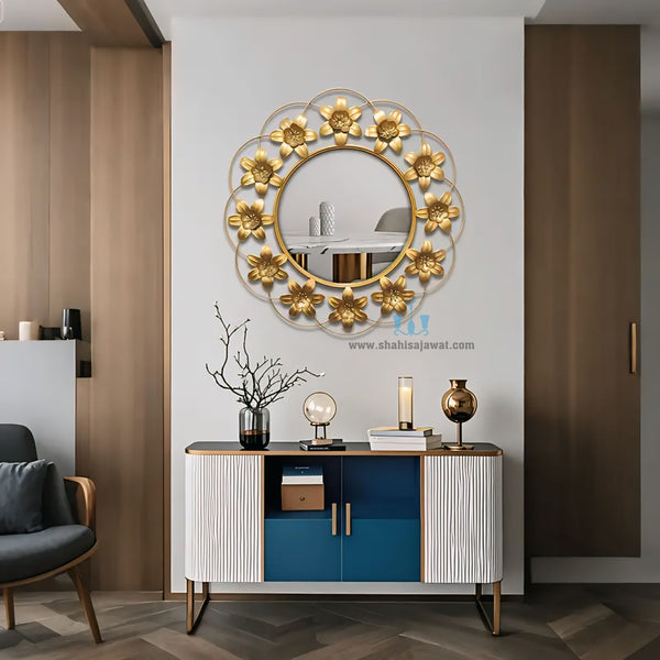 Blooming Gold Florets Wall Mirror