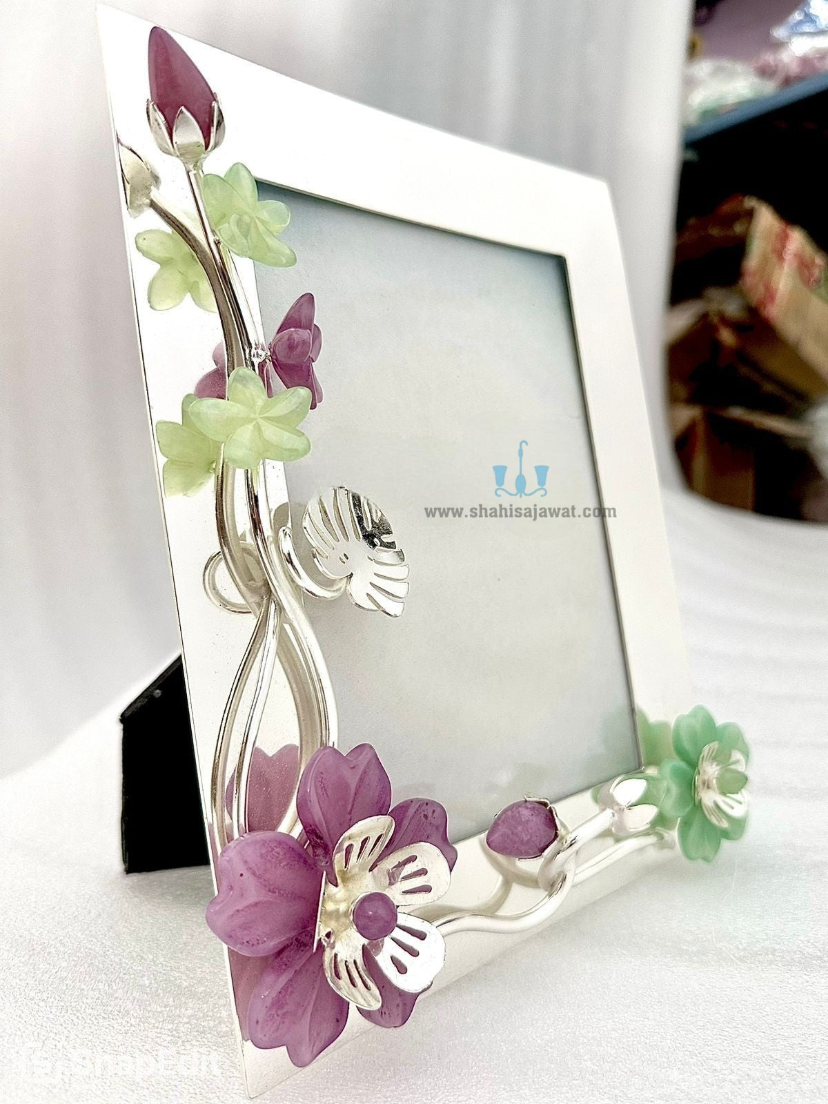 Luxurious Silver Floral Photo Frame