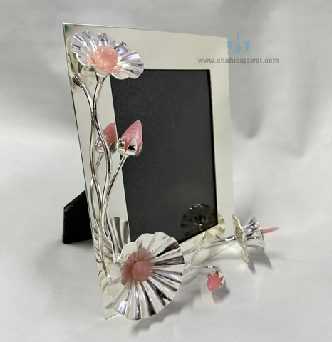 Luxurious Silver Floral Photo Frame
