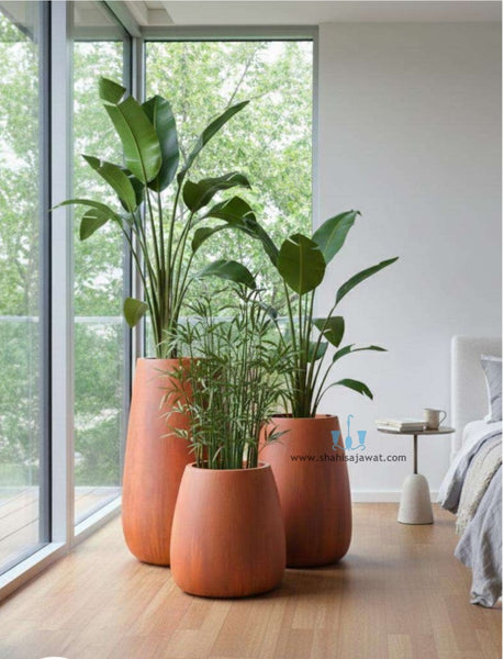 Stylish Wooden Like Vase Shaped FRP Planters