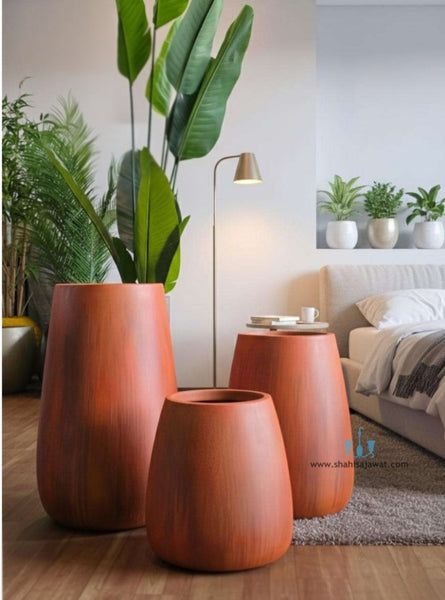 Stylish Wooden Like Vase Shaped FRP Planters