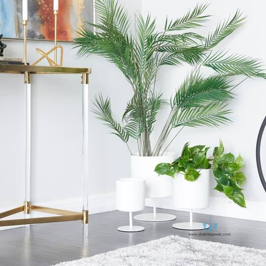 White/Yellow/Blue Stylish Cylidrical 3 Piece Handcrafted (Metal) Floor Indoor Planters, Available Exclusively On Shahi Sajawat India, the world of home decor products. Best trendy home decor, office decor, restaurant decor living room, kitchen and bathroom decor ideas of 2026.