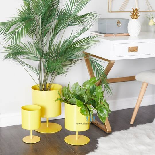 White/Yellow/Blue Stylish Cylidrical 3 Piece Handcrafted (Metal) Floor Indoor Planters, Available Exclusively On Shahi Sajawat India, the world of home decor products. Best trendy home decor, office decor, restaurant decor living room, kitchen and bathroom decor ideas of 2026.