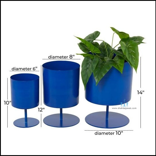 White/Yellow/Blue Stylish Cylidrical 3 Piece Handcrafted (Metal) Floor Indoor Planters, Available Exclusively On Shahi Sajawat India, the world of home decor products. Best trendy home decor, office decor, restaurant decor living room, kitchen and bathroom decor ideas of 2026.