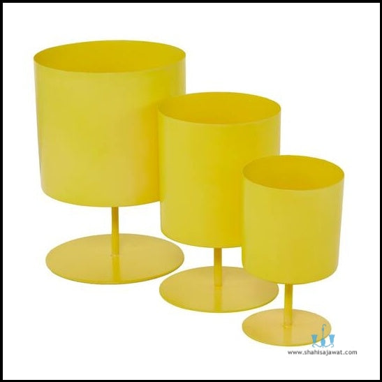 White/Yellow/Blue Stylish Cylidrical 3 Piece Handcrafted (Metal) Floor Indoor Planters, Available Exclusively On Shahi Sajawat India, the world of home decor products. Best trendy home decor, office decor, restaurant decor living room, kitchen and bathroom decor ideas of 2026.