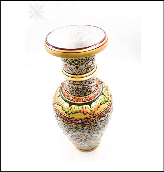 Multicoloured Marble Vases With Embossed Paintin Of Size 12", Available Exclusively At Shahi Sajawat, the world of home decor products.Best trendy home decor, living room, kitchen and bathroom decor ideas of 2021.