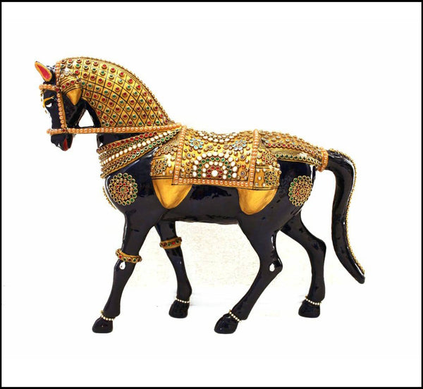 Black and Blue Jewellery Stone Painted Metal Horse Figurine Of Sizes 12inch and 8inch, available exclusively on Shahi Sajawat India, the world of home decor products. Best trendy home decor, living room, kitchen and bathroom decor ideas of 2020.