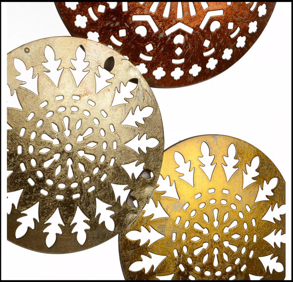 Gold,Copper And Silver Coloured Bohemian Metal Wall Hangings Of Size 29"×11" Are Easy To Hang, available exclusively on Shahi Sajawat India, the world of home decor products.Best trendy home decor, living room, kitchen and bathroom decor ideas of 2021.