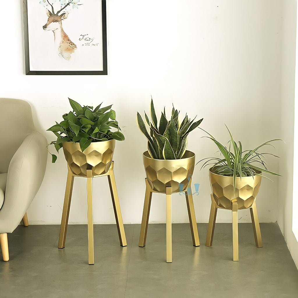 gold plant pot nz Artistic Gold Nordic 3 Piece Planters