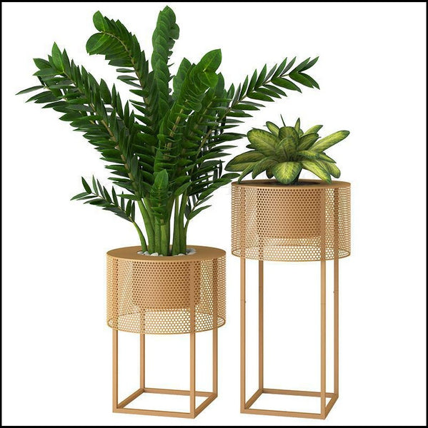 Gold/Greyish Blue 2 Piece Iron Floor Planters, available exclusively on Shahi Sajawat India, the world of home decor products.Best trendy home decor, living room, kitchen and bathroom decor ideas of 2021.