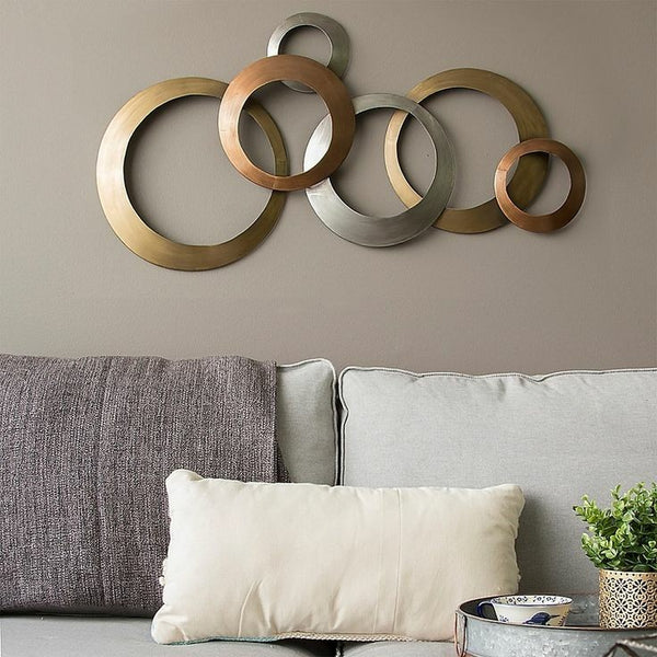 Bronze/Gray/Champagne Metallic Rings Wall Plaque (Wall Decor) Of Size 38x18.75×2inch, available exclusively on Shahi Sajawat India, the world of home decor products.Best trendy home decor, living room, kitchen and bathroom decor ideas of 2020.