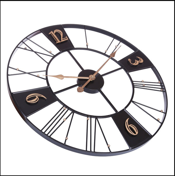 Large Black Circular Quartz Wrought Iron Wall Clocks Of Size 60×60×5cm, With Single Face Form And Needle Display, available exclusively on Shahi Sajawat India, the world of home decor products.Best trendy home decor, living room, kitchen and bathroom decor ideas of 2020.