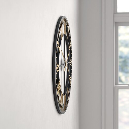 Large Black And Gold Circular Quartz Metal Wall Clock Of Size 80×80cms, With Needle Display And Single Face Form, available exclusively on Shahi Sajawat India, the world of home decor products.Best trendy home decor, living room, kitchen and bathroom decor ideas of 2021.