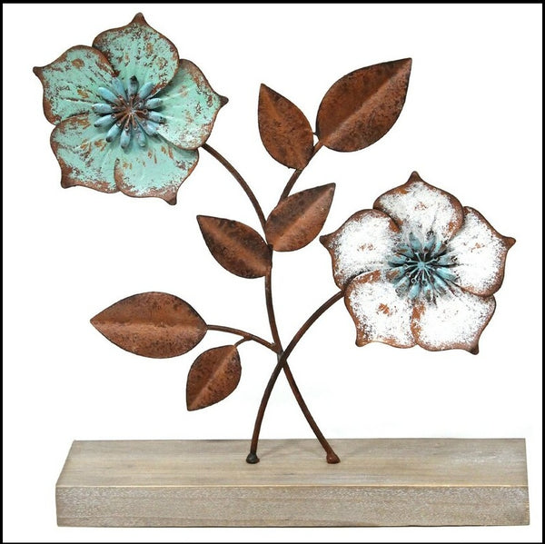 Brown Flower Handmade Metal Sculpture Of Size 12"H × 11"W × 3"D(inch), Available Exclusively On Shahi Sajawat India, the world of home decor products. Best trendy home decor, living room, kitchen and bathroom decor ideas of 2021.