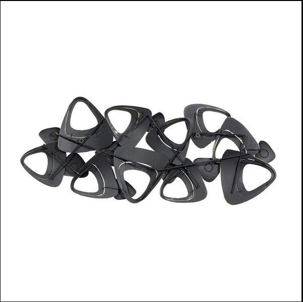 Black Abstract Triangles Metal Wall Hanging (Wall Decor) Of Size 47×3×20 inch Of Mid-Century Modern Style, Available Exclusively On Shahi Sajawat India, the world of home decor products.Best trendy home decor, living room, kitchen and bathroom decor ideas of 2021.
