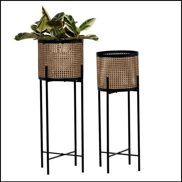 Black And Gold Perforated Iron (Metal) Floor 2 Piece Planters, Available exclusively on Shahi Sajawat India, the world of home decor products. Best trendy home decor, living room, kitchen and bathroom decor ideas of 2021.