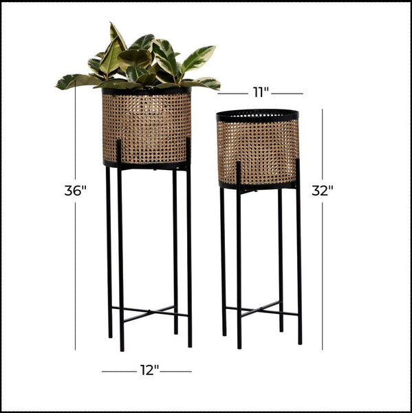 Black And Gold Perforated Iron (Metal) Floor 2 Piece Planters, Available exclusively on Shahi Sajawat India, the world of home decor products. Best trendy home decor, living room, kitchen and bathroom decor ideas of 2021.