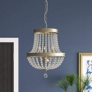 Gold Crystal Beaded Caged Chandeliers With 3 Lights And Candelabra Base, AC Power Source, Voltage Of 90-260V, And Installation Type Of Cord Pendant, available exclusively on Shahi Sajawat India, the world of home decor products.Best trendy home decor, living room, kitchen and bathroom decor ideas of 2021.