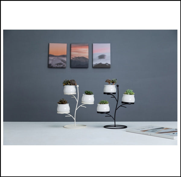 Black/White Ceramic Flower Pots (Planters) With Iron Rack Are Ideal For Succulents Also, With A Drainage Hole At The Bottom, available exclusively on Shahi Sajawat India, the world of home decor products. Best trendy home decor, living room, kitchen and bathroom decor ideas of 2019.