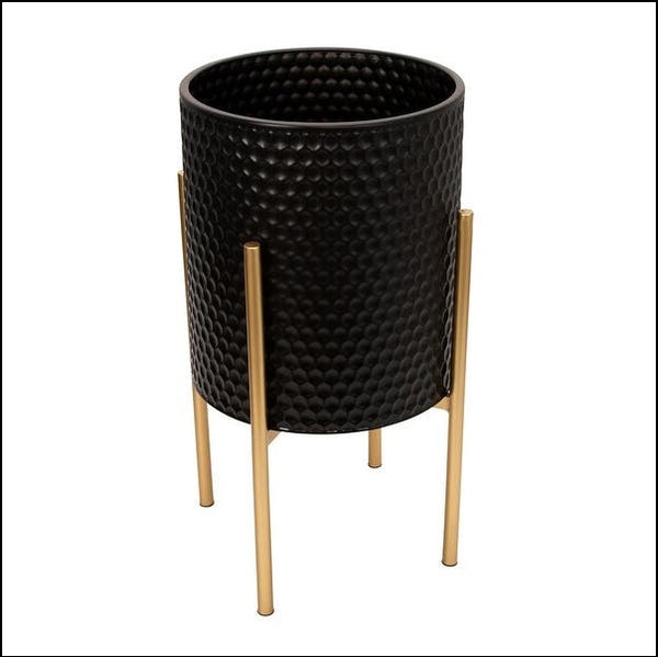 Black And Gold Hammered Honeycomb Iron (Metal) Floor 2 Piece Indoor Planters, Available exclusively on Shahi Sajawat India, the world of home decor products. Best trendy home decor, living room, kitchen and bathroom decor ideas of 2022.