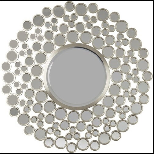 Large Silver Multimirror Metal Round Wall Mirrors Of Size 42"H x 42"W, Are Waterproof, Corrosion Proof, Scratch Resistant, Arrives Ready To Hang, available exclusively on Shahi Sajawat India, the world of home decor products.Best trendy home decor, living room, kitchen and bathroom decor ideas of 2021.