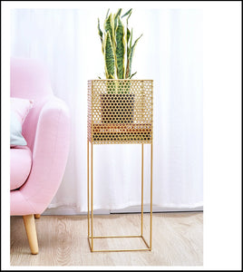 Large Gold Honeycomb Grid Wrought Iron Floor Planter Of Size 70.5×25×25cm, available exclusively on Shahi Sajawat India, the world of home decor products. Best trendy home decor, living room, kitchen and bathroom decor ideas of 2020.