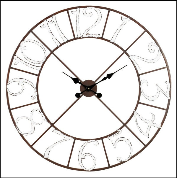 Brown And White Circular Quartz Metal Wall Clock Of Size 30"×30"(inch), With Needle Display, Arabic Numerals And Single Face Form, available exclusively on Shahi Sajawat India, the world of home decor products.Best trendy home decor, living room, kitchen and bathroom decor ideas of 2021.