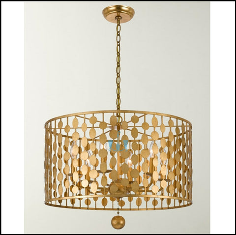 Gold Drum Lined Handcrafted Multi Disc Metal, Steel Chandeliers Are Electroplated With 6 Candelabra Base Bulbs, AC Power Source and Voltage Of 90-260V,available exclusively on Shahi Sajawat India,the world of home decor products.Best trendy home decor, office, restaurant, living room and kitchen decor ideas of 2022.