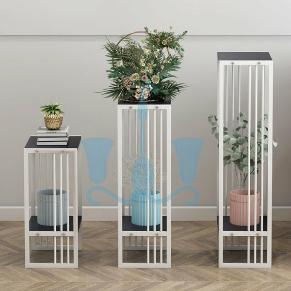 Black/White/Gold Geometric Metal And Marble Floor 3 Piece Modern Indoor Planters Cum End Tables, Available exclusively on Shahi Sajawat India, the world of home decor products. Best trendy home decor, living room, kitchen and bathroom decor ideas of 2022.