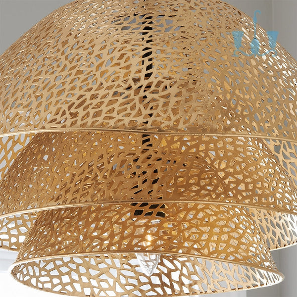 Gold Stacked Coral Mesh Nordic Handcrafted Metal Pendant Lights With Single E26 Base AC Power Source and Voltage Of 90-260V, available exclusively on Shahi Sajawat India,the world of home decor products.Best trendy home decor, office, restaurant, living room and kitchen decor ideas of 2022.