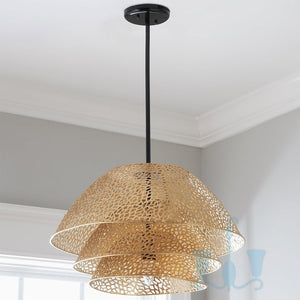Gold Stacked Coral Mesh Nordic Handcrafted Metal Pendant Lights With Single E26 Base AC Power Source and Voltage Of 90-260V, available exclusively on Shahi Sajawat India,the world of home decor products.Best trendy home decor, office, restaurant, living room and kitchen decor ideas of 2022.