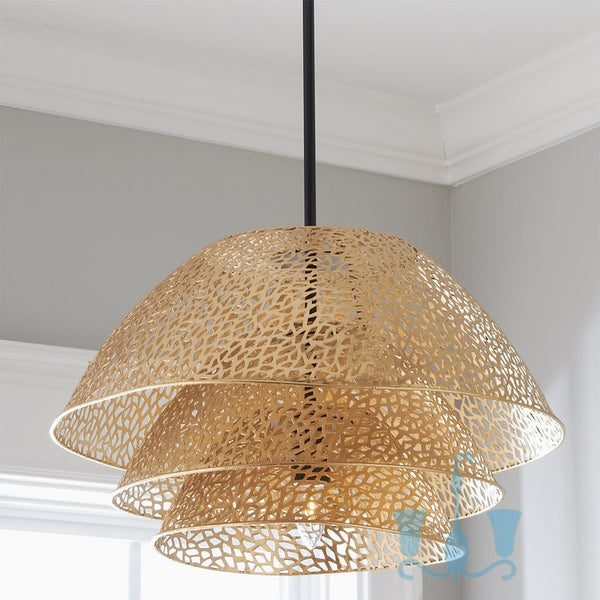 Gold Stacked Coral Mesh Nordic Handcrafted Metal Pendant Lights With Single E26 Base AC Power Source and Voltage Of 90-260V, available exclusively on Shahi Sajawat India,the world of home decor products.Best trendy home decor, office, restaurant, living room and kitchen decor ideas of 2022.