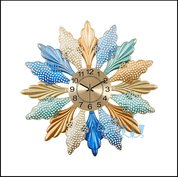 Multicoloured Leaves Quartz Metal (Wrought Iron) Wall Clock Of Size 60×60cm, With Single Face Form And Needle Display, available exclusively on Shahi Sajawat India, the world of home decor products.Best trendy home decor, office decor, restaurant decor, living room, kitchen and bathroom decor ideas of 2022.
