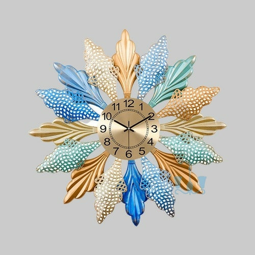Multicoloured Leaves Quartz Metal (Wrought Iron) Wall Clock Of Size 60×60cm, With Single Face Form And Needle Display, available exclusively on Shahi Sajawat India, the world of home decor products.Best trendy home decor, office decor, restaurant decor, living room, kitchen and bathroom decor ideas of 2022.